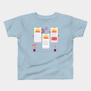 User flow flat illustration design Kids T-Shirt